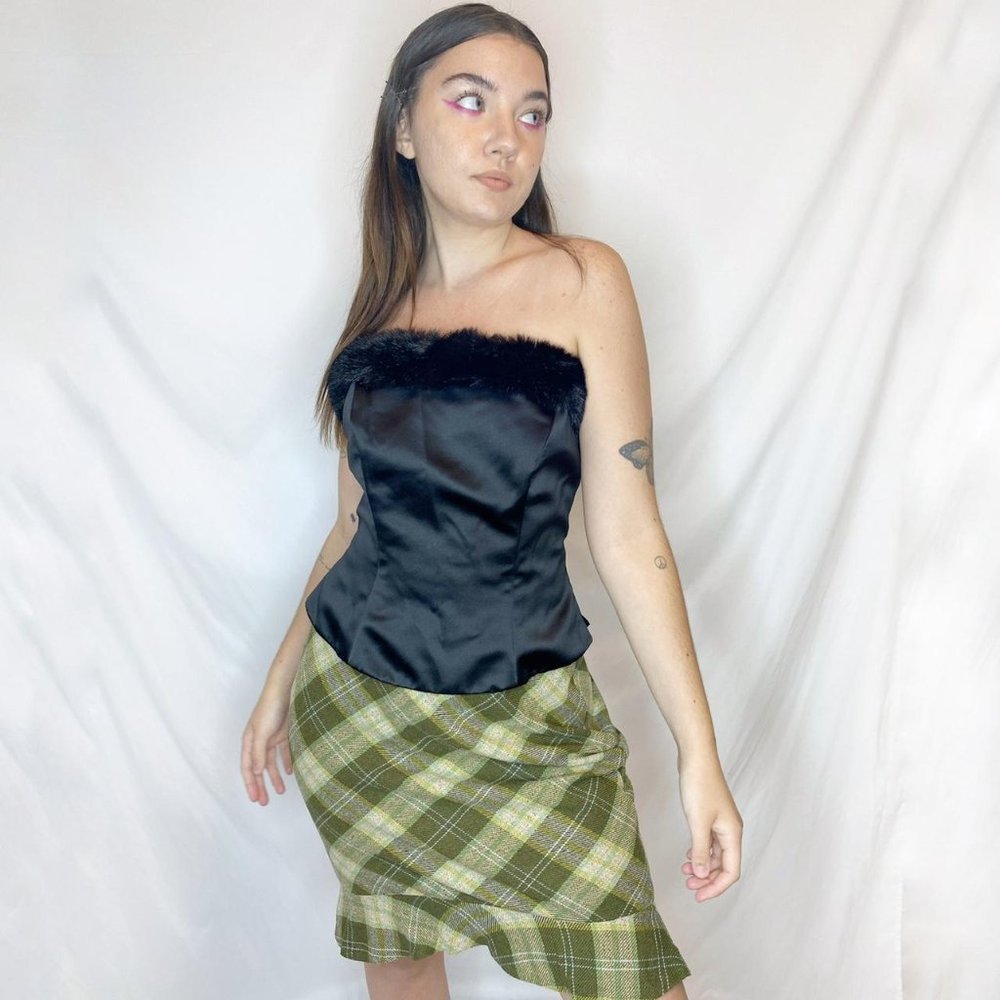 WATTERS AND WATTERS faux fur lined corset